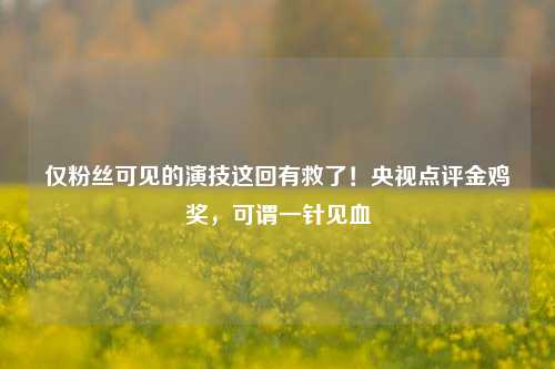 仅粉丝可见的演技这回有救了！央视点评金鸡奖，可谓一针见血