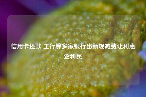 信用卡还款 工行等多家银行出新规减费让利惠企利民