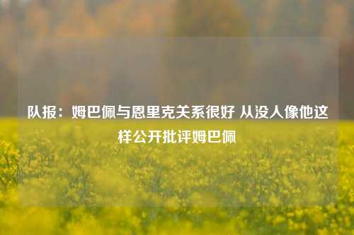 队报：姆巴佩与恩里克关系很好 从没人像他这样公开批评姆巴佩