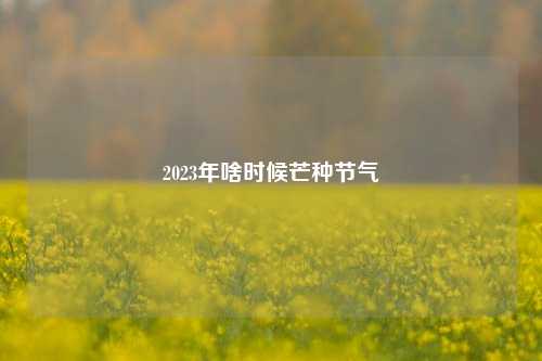 2023年啥时候芒种节气