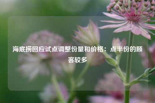 海底捞回应试点调整份量和价格：点半份的顾客较多