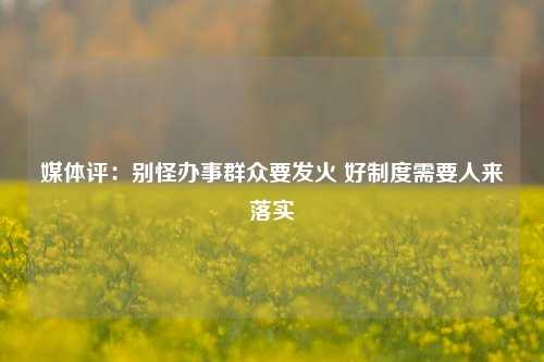 媒体评：别怪办事群众要发火 好制度需要人来落实