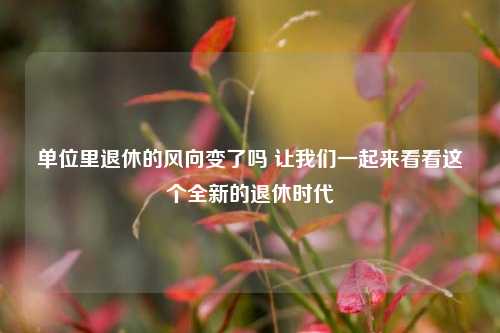 单位里退休的风向变了吗 让我们一起来看看这个全新的退休时代