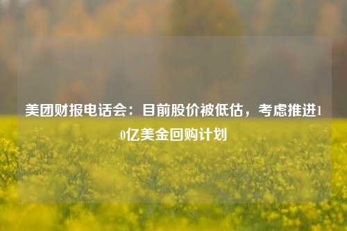 美团财报电话会：目前股价被低估，考虑推进10亿美金回购计划