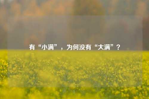 有“小满”，为何没有“大满”？