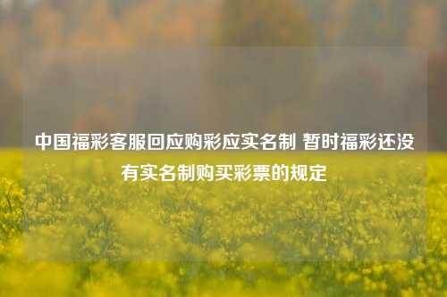 中国福彩客服回应购彩应实名制 暂时福彩还没有实名制购买彩票的规定