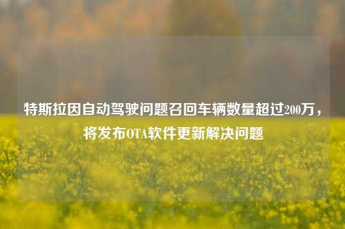 特斯拉因自动驾驶问题召回车辆数量超过200万，将发布OTA软件更新解决问题