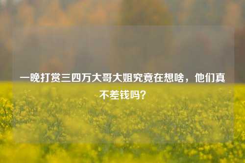 一晚打赏三四万大哥大姐究竟在想啥，他们真不差钱吗？