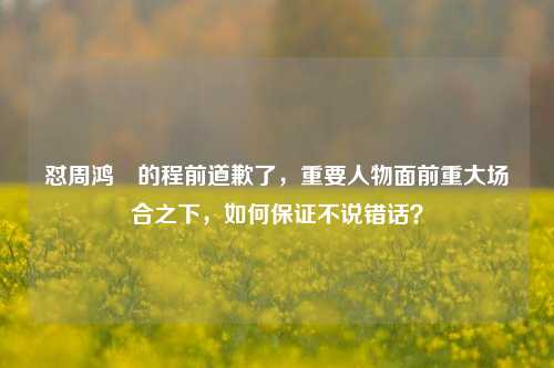 怼周鸿祎的程前道歉了，重要人物面前重大场合之下，如何保证不说错话？