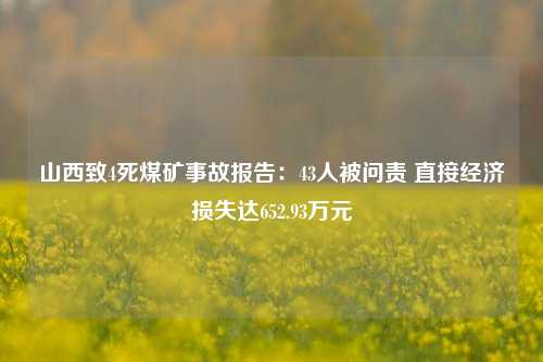 山西致4死煤矿事故报告：43人被问责 直接经济损失达652.93万元