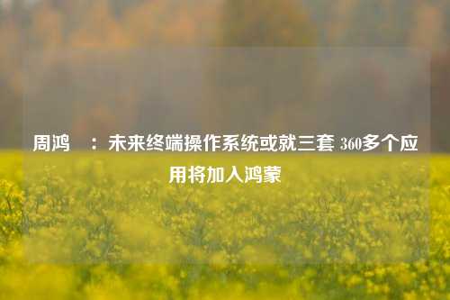 周鸿祎：未来终端操作系统或就三套 360多个应用将加入鸿蒙