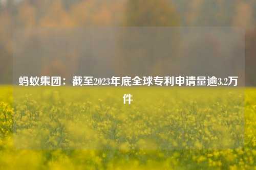 蚂蚁集团：截至2023年底全球专利申请量逾3.2万件