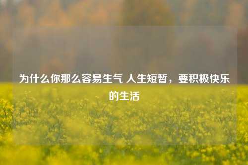 为什么你那么容易生气 人生短暂，要积极快乐的生活