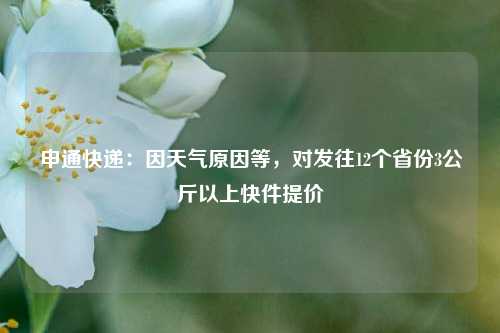 申通快递：因天气原因等，对发往12个省份3公斤以上快件提价