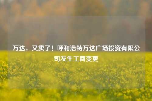 万达，又卖了！呼和浩特万达广场投资有限公司发生工商变更