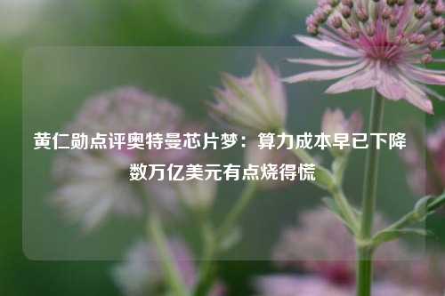 黄仁勋点评奥特曼芯片梦：算力成本早已下降 数万亿美元有点烧得慌