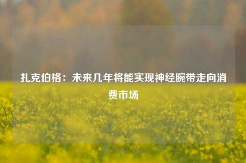 扎克伯格：未来几年将能实现神经腕带走向消费市场