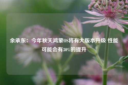 余承东：今年秋天鸿蒙OS将有大版本升级 性能可能会有30%的提升