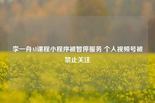 李一舟AI课程小程序被暂停服务 个人视频号被禁止关注