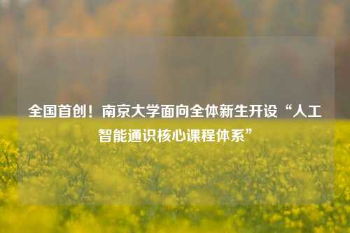 全国首创！南京大学面向全体新生开设“人工智能通识核心课程体系”