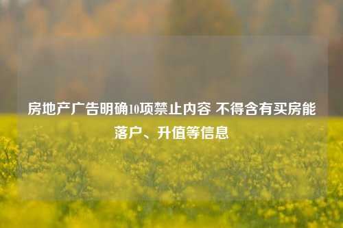 房地产广告明确10项禁止内容 不得含有买房能落户、升值等信息