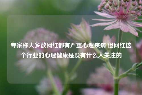 专家称大多数网红都有严重心理疾病 但网红这个行业的心理健康是没有什么人关注的