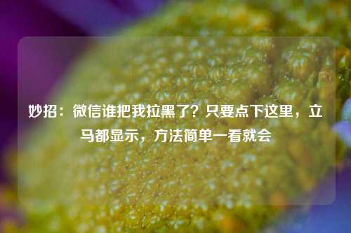 妙招：微信谁把我拉黑了？只要点下这里，立马都显示，方法简单一看就会