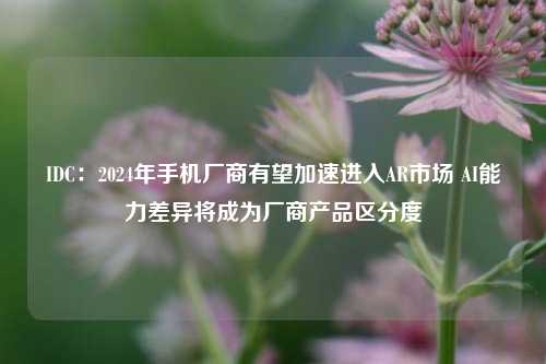 IDC：2024年手机厂商有望加速进入AR市场 AI能力差异将成为厂商产品区分度