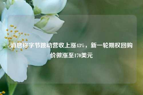 消息称字节跳动营收上涨43%，新一轮期权回购价微涨至170美元