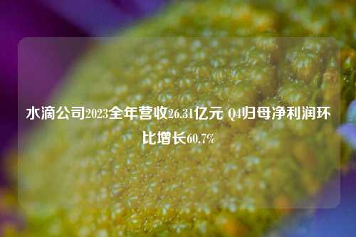 水滴公司2023全年营收26.31亿元 Q4归母净利润环比增长60.7%