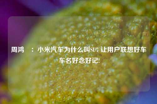 周鸿祎：小米汽车为什么叫SU7 让用户联想好车 车名好念好记!