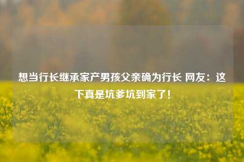 想当行长继承家产男孩父亲确为行长 网友：这下真是坑爹坑到家了！