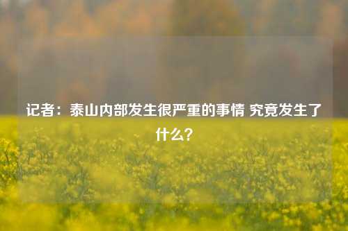 记者：泰山内部发生很严重的事情 究竟发生了什么？