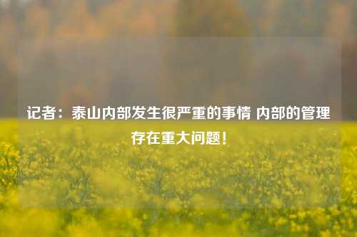 记者：泰山内部发生很严重的事情 内部的管理存在重大问题！