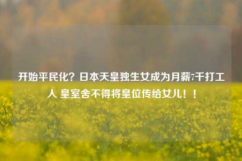 开始平民化？日本天皇独生女成为月薪7千打工人 皇室舍不得将皇位传给女儿！！