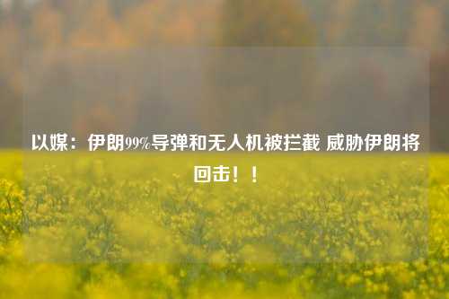 以媒：伊朗99%导弹和无人机被拦截 威胁伊朗将回击！！