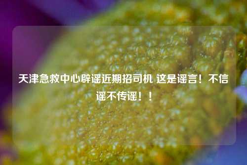 天津急救中心辟谣近期招司机 这是谣言！不信谣不传谣！！