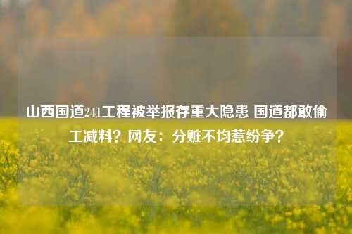 山西国道241工程被举报存重大隐患 国道都敢偷工减料？网友：分赃不均惹纷争？