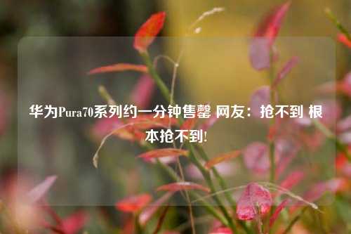 华为Pura70系列约一分钟售罄 网友：抢不到 根本抢不到!