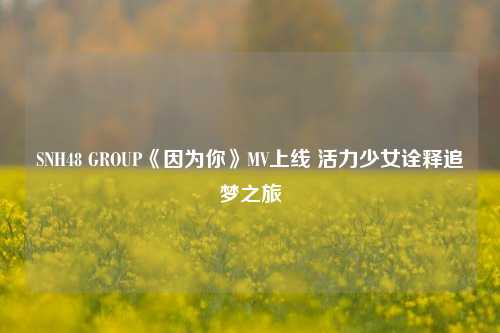 SNH48 GROUP《因为你》MV上线 活力少女诠释追梦之旅