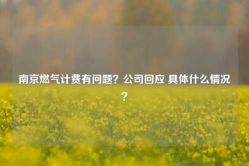 南京燃气计费有问题？公司回应 具体什么情况？