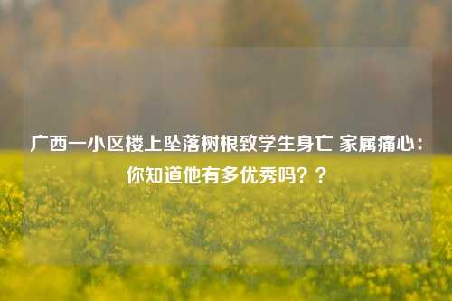 广西一小区楼上坠落树根致学生身亡 家属痛心：你知道他有多优秀吗？？