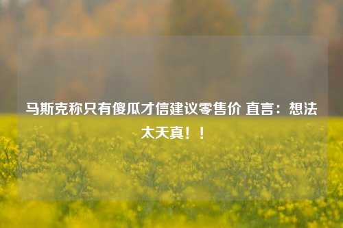 马斯克称只有傻瓜才信建议零售价 直言：想法太天真！！