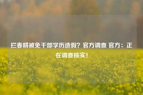 拦春耕被免干部学历造假？官方调查 官方：正在调查核实！