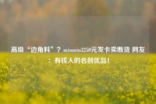 高级“边角料”？miumiu3250元发卡卖断货 网友：有钱人的名创优品！