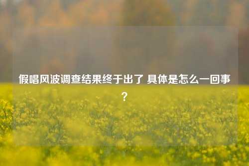 假唱风波调查结果终于出了 具体是怎么一回事？