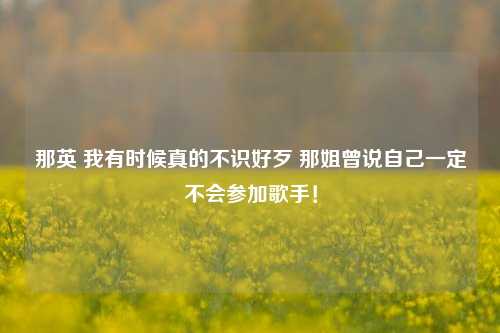 那英 我有时候真的不识好歹 那姐曾说自己一定不会参加歌手！