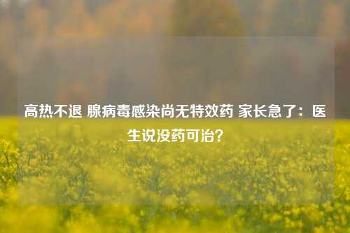 高热不退 腺病毒感染尚无特效药 家长急了：医生说没药可治？