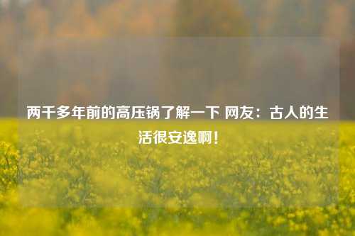 两千多年前的高压锅了解一下 网友：古人的生活很安逸啊！