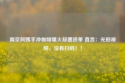 南京阿姨手冲咖啡爆火却遭逃单 直言：光拍视频，没有扫码！！